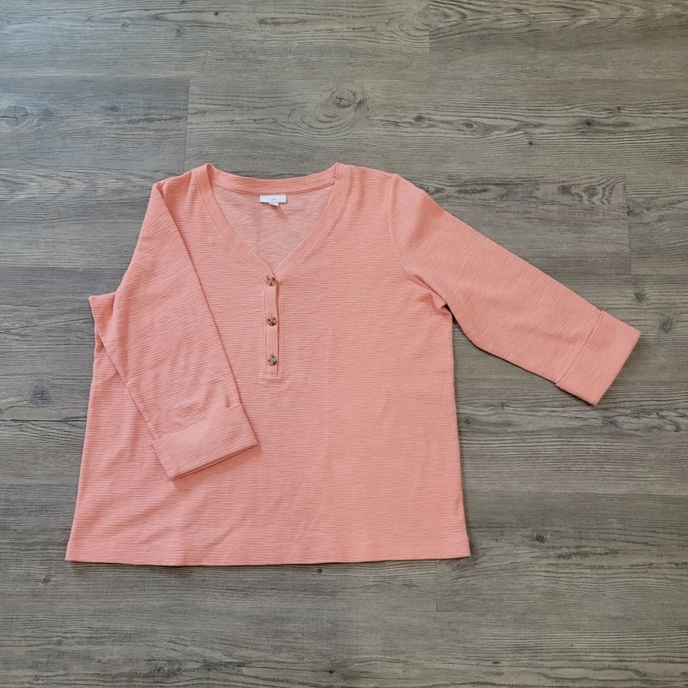 J. Jill V Neck Pastel Basic Blouse Size Large